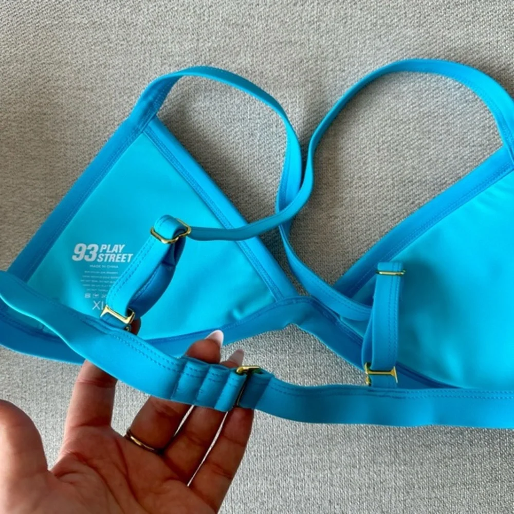 93 play street bikini bubble blue triangle Serena top new XL - Picture 4 of 8